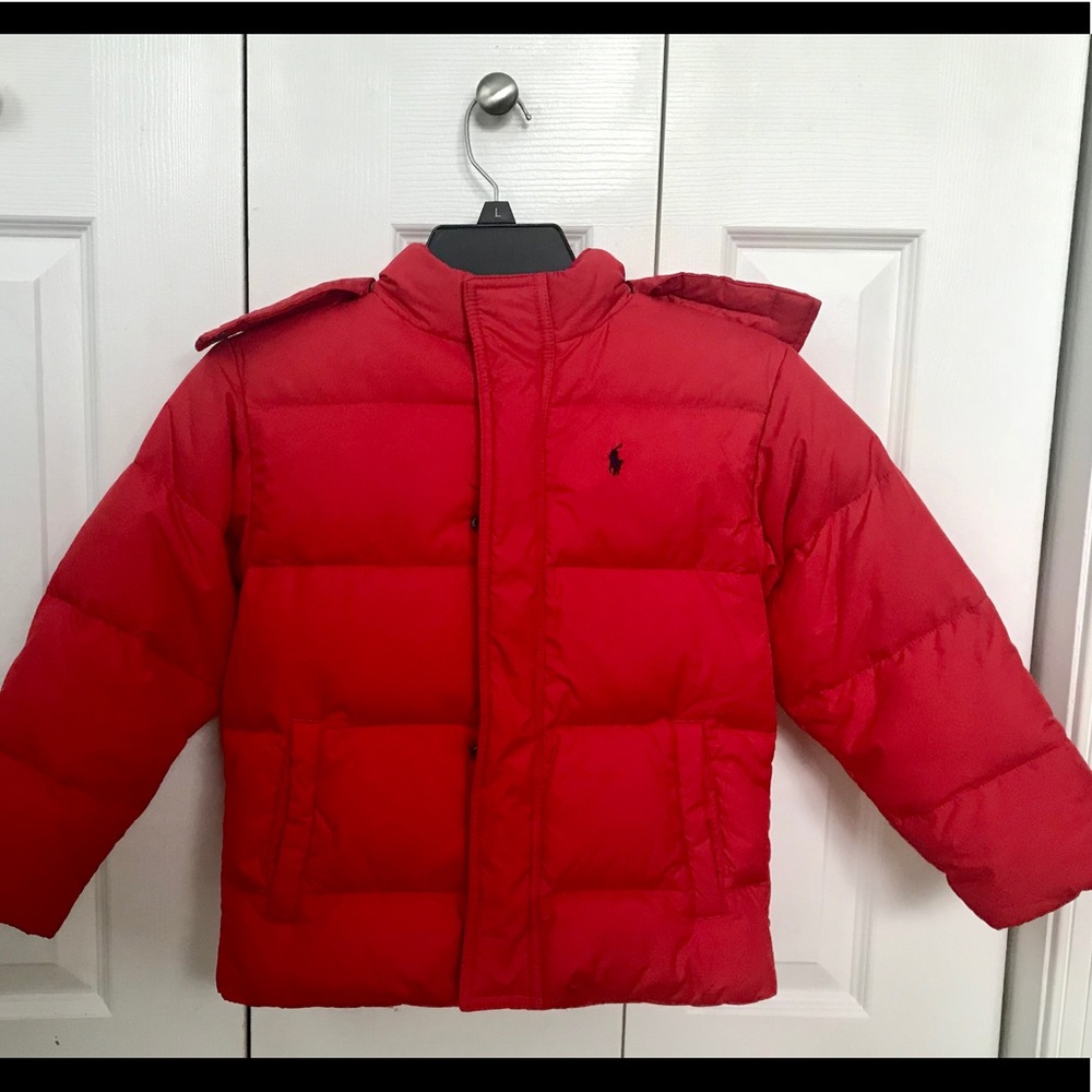 Kids Ralph Lauren red quilted puffer jacket